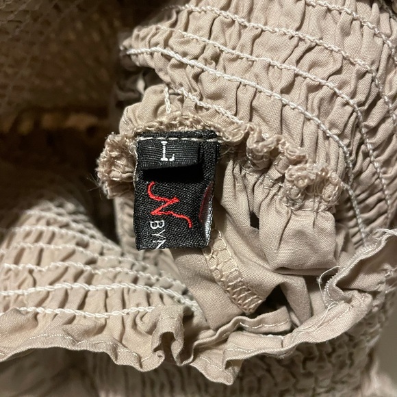 N by Nancy Smocked Off the Shoulder Puff Sleeve Babydoll Dress/Top Sz Large - Picture 11 of 14